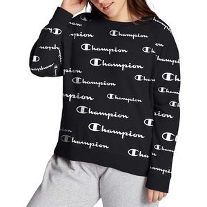 Champion Campus French Terry Black Logo Sweatshirt Comfort Campus Workou…